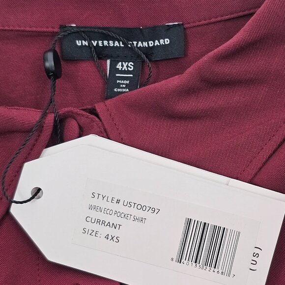 Universal Standard Wren Burgundy Eco Pocket Button Front Top Women's Size XS NWT - Picture 9 of 15